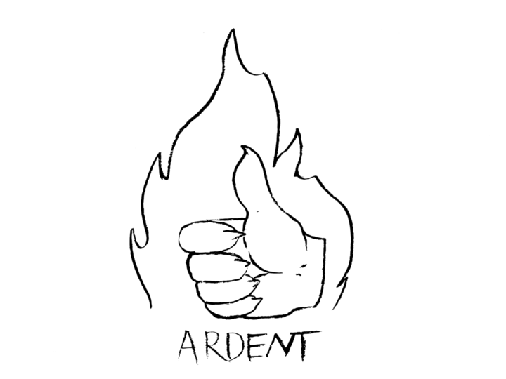 A gif image of Ardent's hand giving a thumbs up gesture surrounded by an animated fire effect.