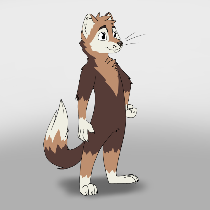 A full body illustration of Ardent, showing his fur markings and patterns.
